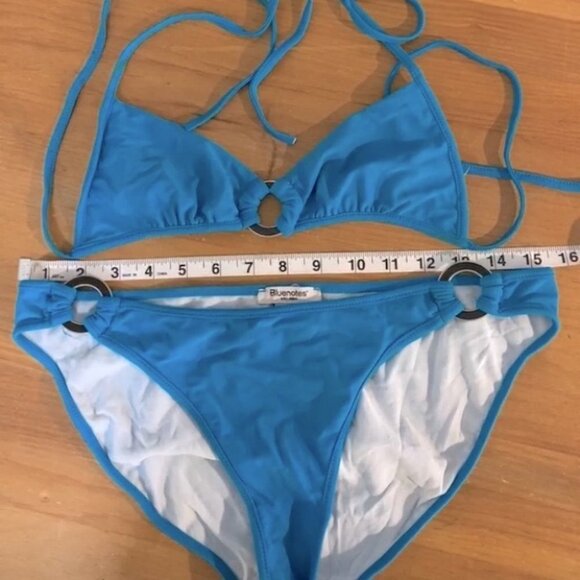5/$25 Vintage 90s Bluenotes Blue String Bikini With O Ring Details L - Picture 15 of 15